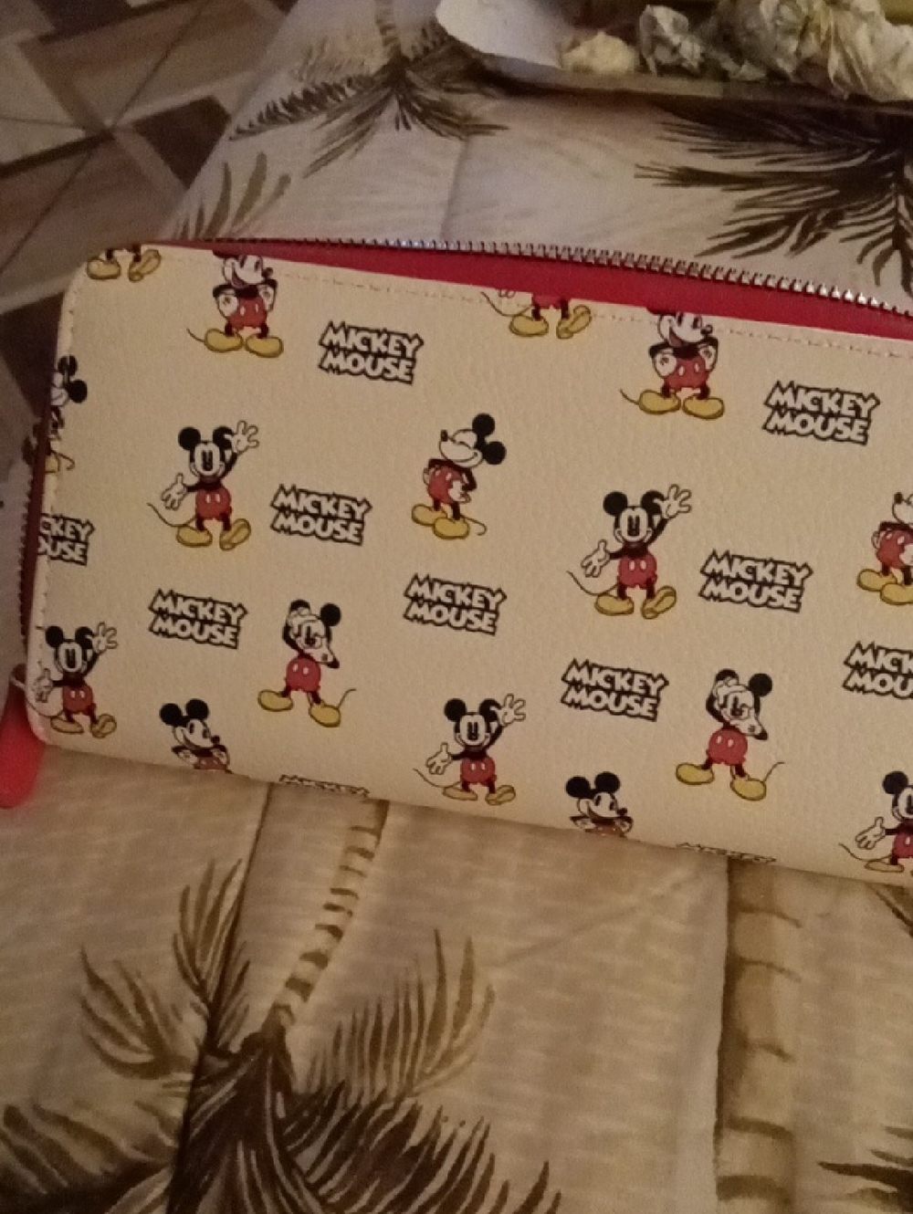 Disney Mickey Mouse Cream Wallet with Red and Yellow Accents